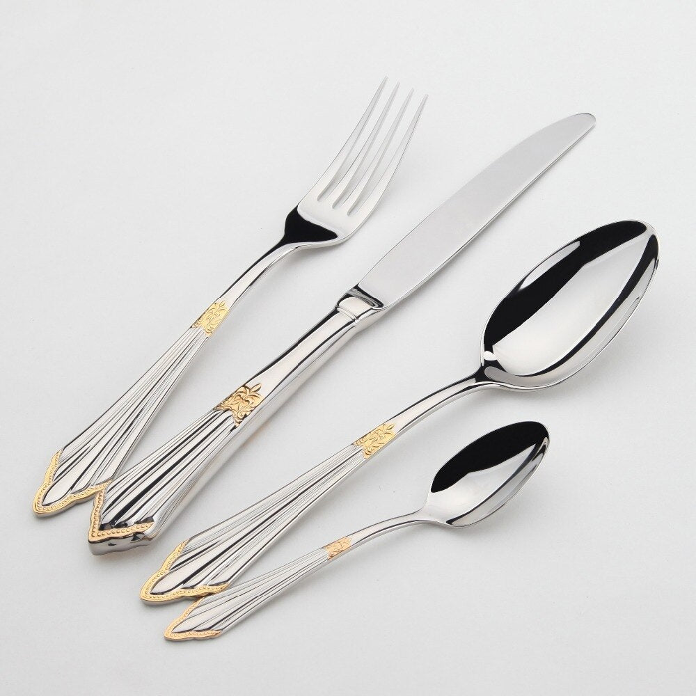 Set de couverts Aurelia fait main avec finition dorée en acier 18/10 | Lersk