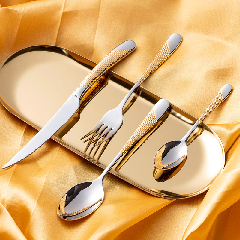 Aster Diagonal Textured Stainless Steel Cutlery Set | Lersk