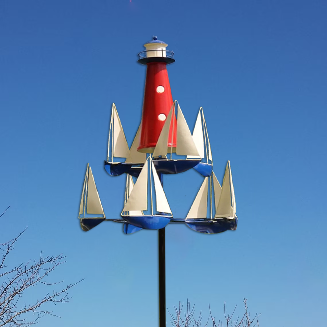 تمثال فني حركي جديد 2023 للرياح للحدائق الخارجية وزينة الساحات بشفرات معدنية متحركة ساحرة | Lersk