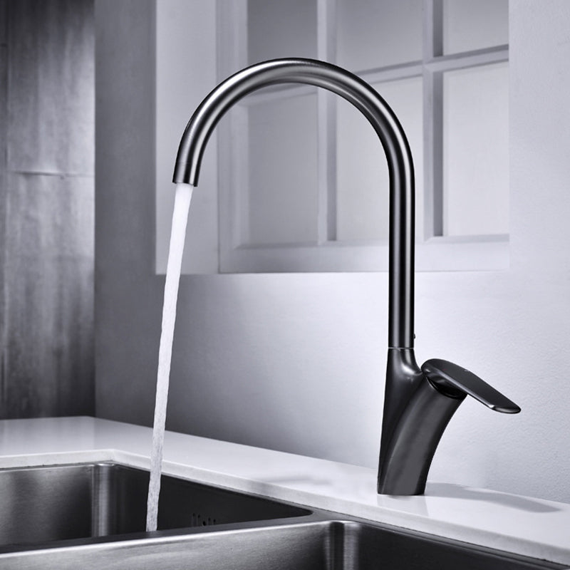 Brushed Deck-Mounted Kitchen Mixer Tap With Swivel Spout | Lersk
