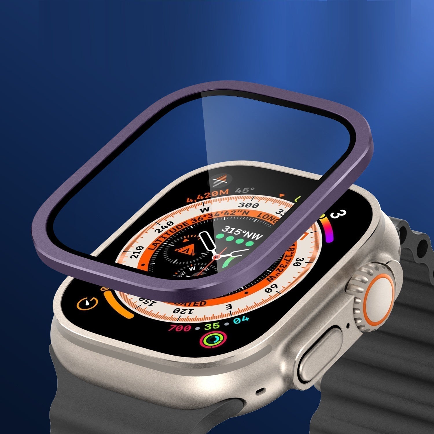 Titanový ochranný kryt obrazovky kompatibilní s Apple Watch Ultra a Ultra 2 | Lersk