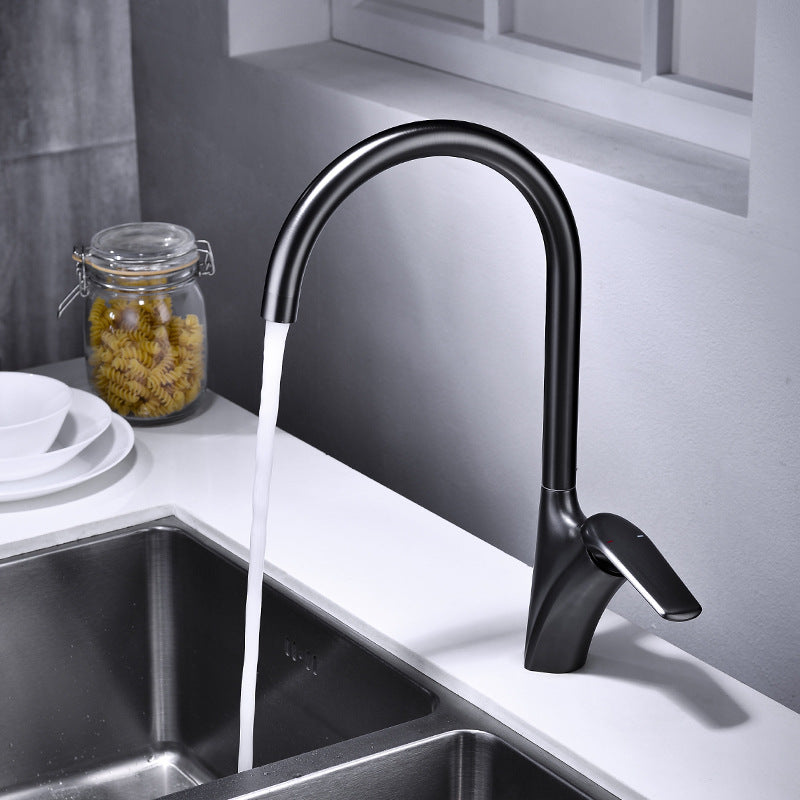 Brushed Deck-Mounted Kitchen Mixer Tap With Swivel Spout | Lersk