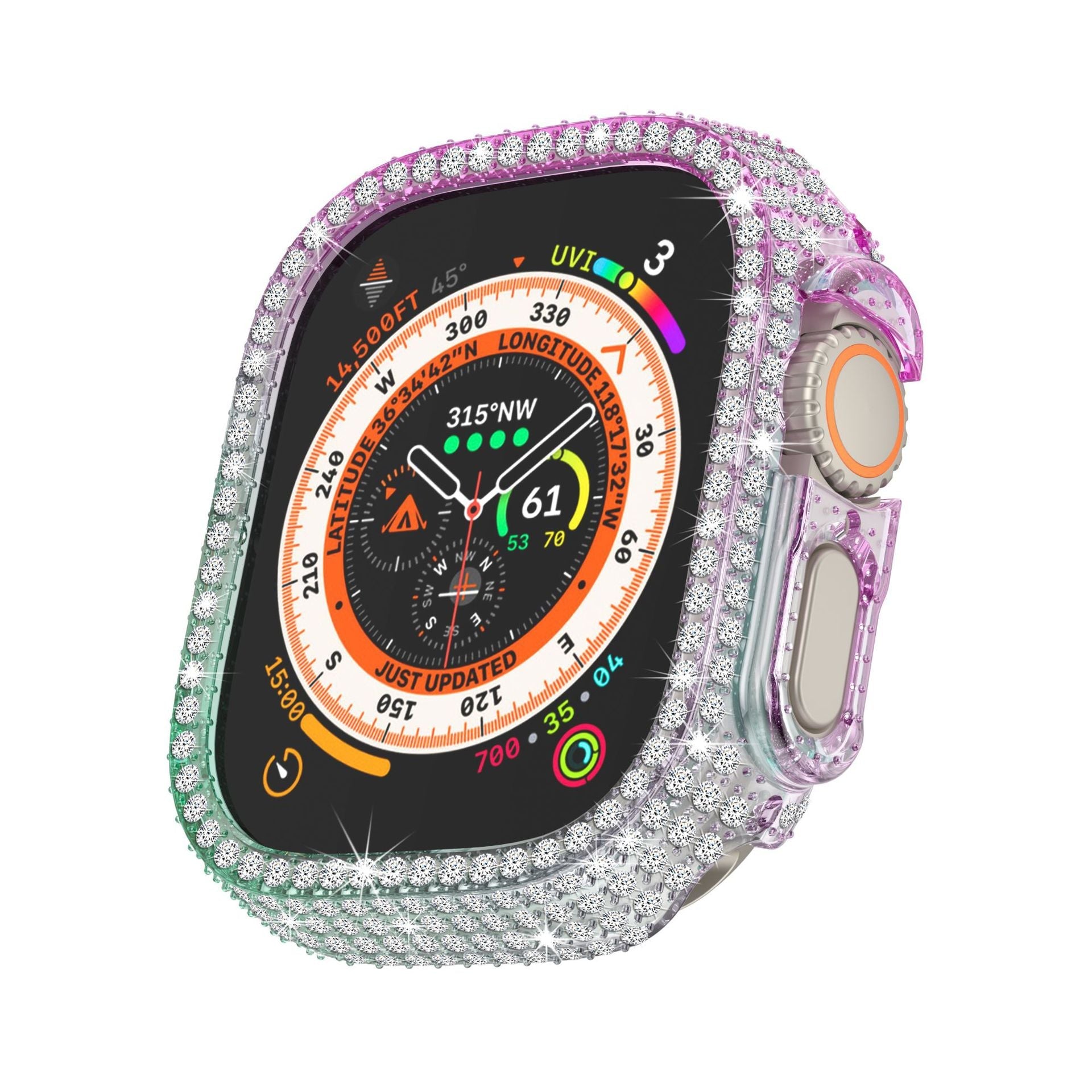 LuxeGuard Diamantbesat Fuldt Dækkende Cover og Skærmbeskytter til Apple Watch | Lersk