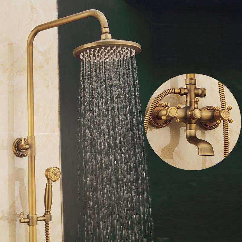 Vintage Copper Shower Kit with Brass Tap and Functional Showerheads | Lersk