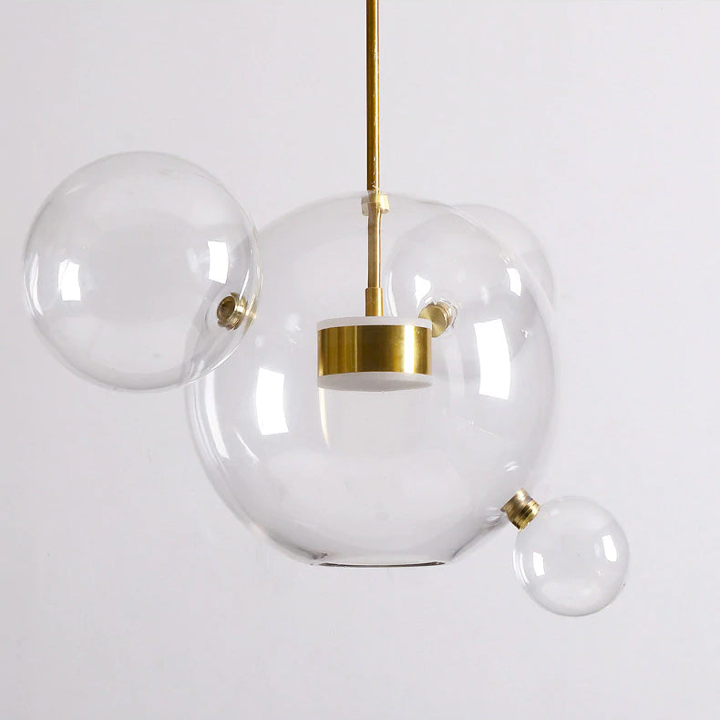 Greve Chandelier Snow White Glass Spheres Matte or Crystal Clear for Nordic Decor | Lersk