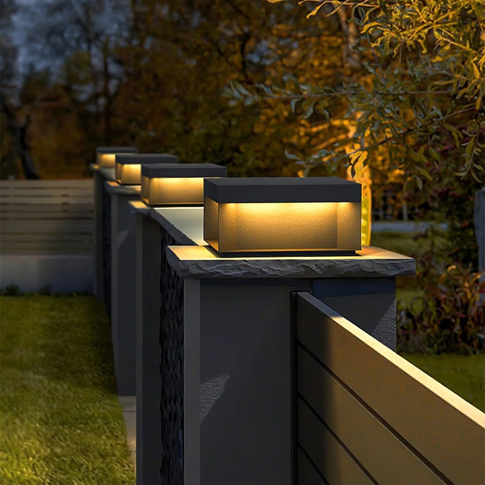 Aureon Solar Post Lights Modern Square Outdoor Patio | Lersk