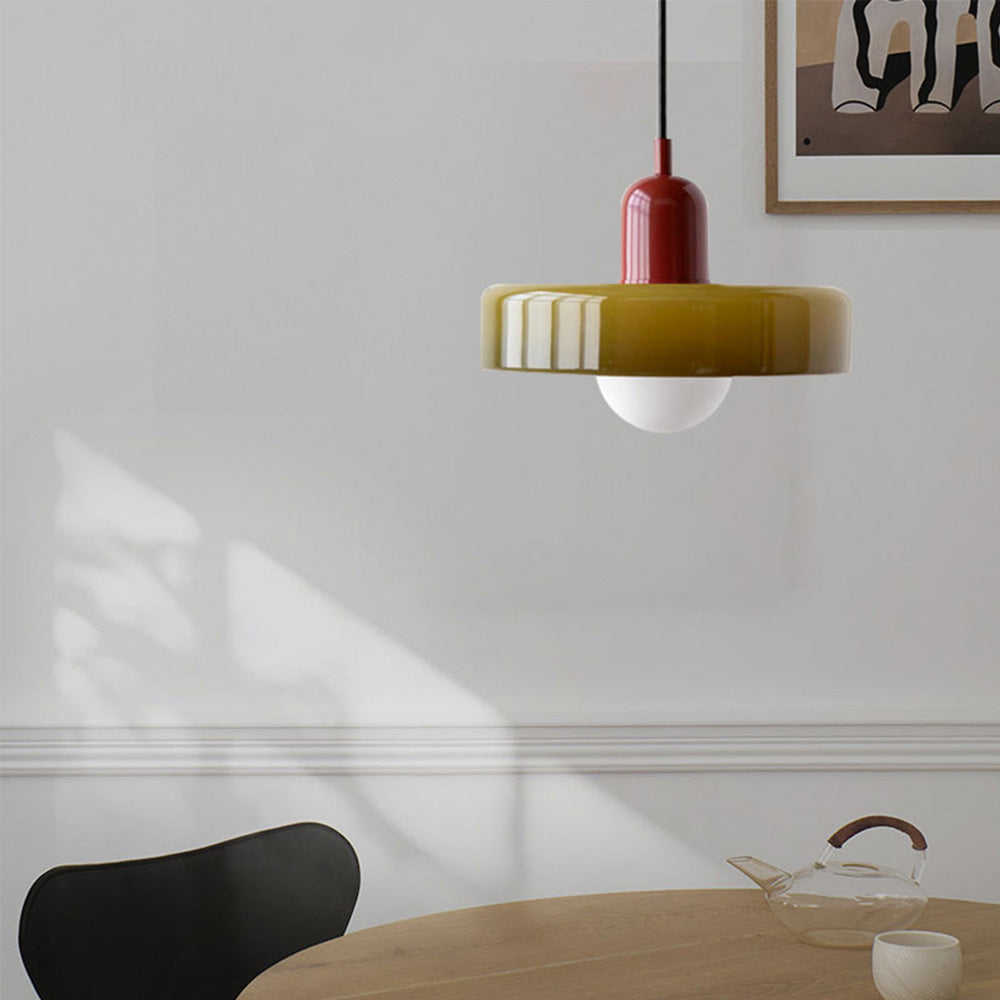 Aurelo Colored Glass Bauhaus Pendant Light for Dining Rooms | Lersk
