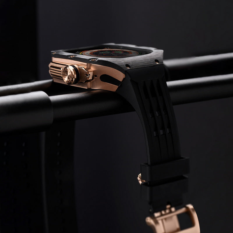 Ravelle Series | Fluororubber Band & Stainless Steel Case for Apple Watch Ultra | Lersk