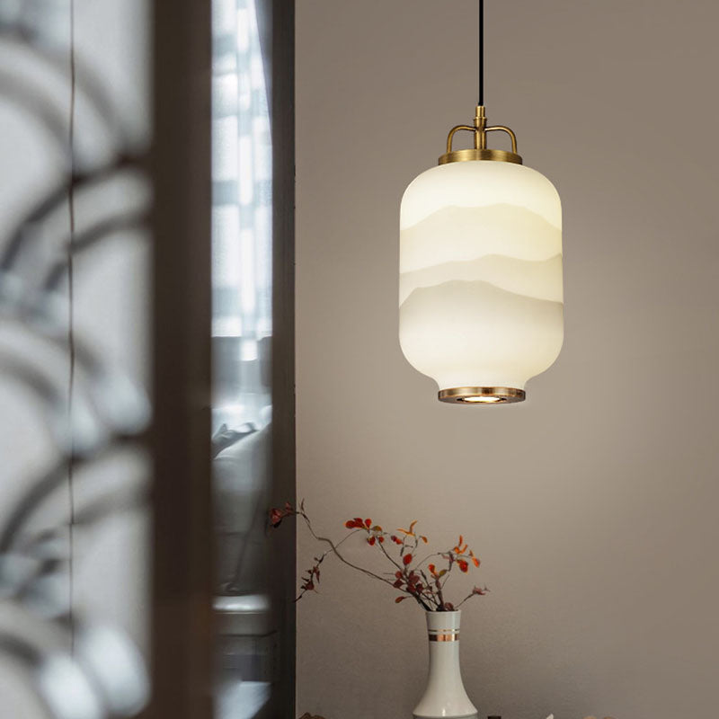 Lampada a sospensione in vetro satinato per lampada da soffitto contemporanea | Lersk