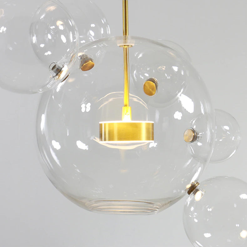 Greve Chandelier Snow White Glass Spheres Matte or Crystal Clear for Nordic Decor | Lersk