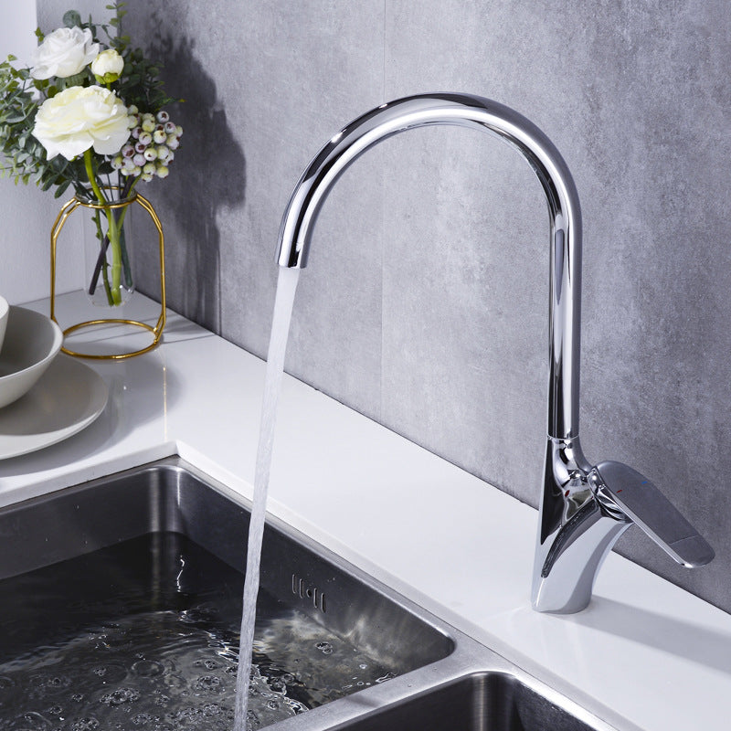 Brushed Deck-Mounted Kitchen Mixer Tap With Swivel Spout | Lersk
