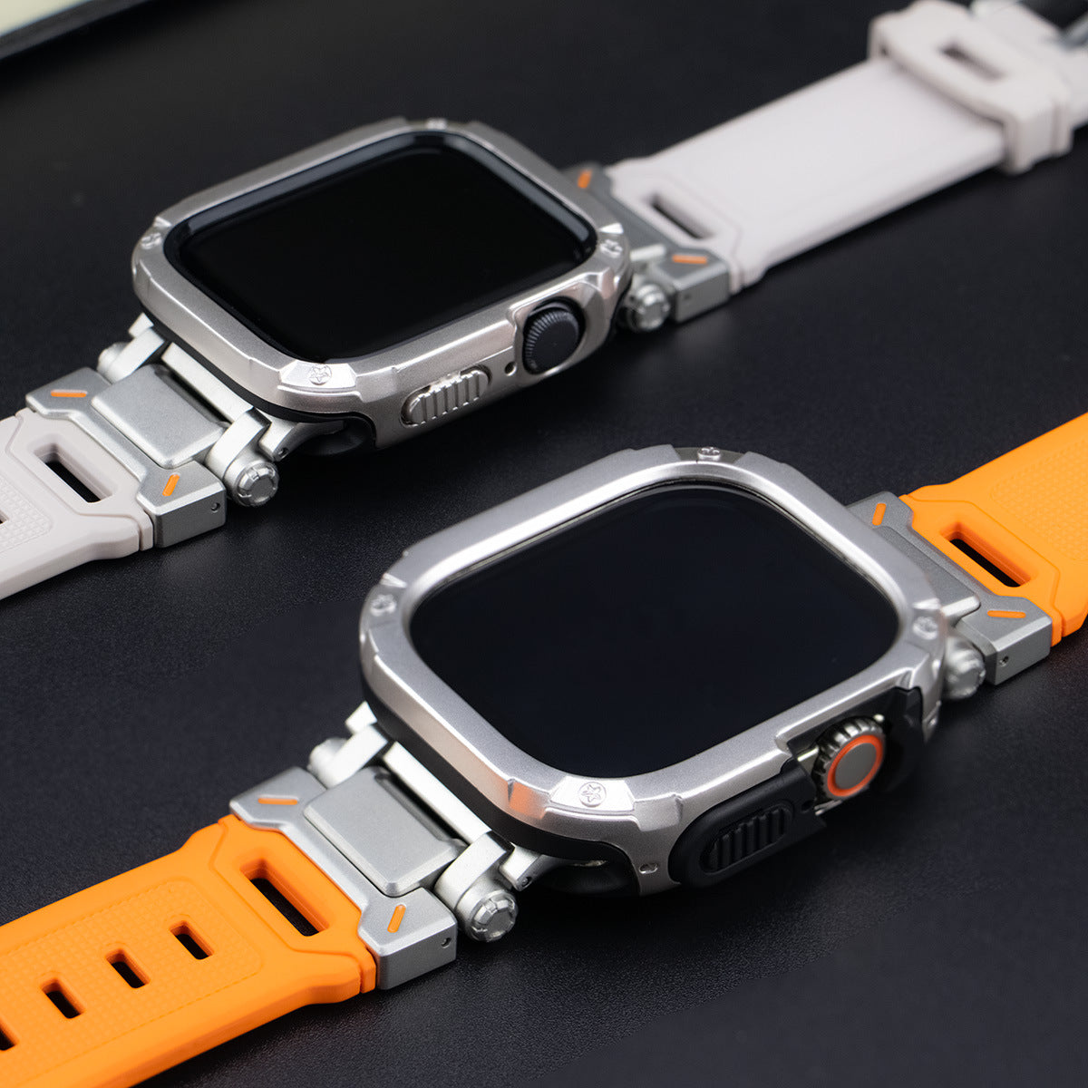 Pulseira tática em borracha fluoro RavenTac + capa 2 em 1 TPU/PC para Apple Watch | Lersk