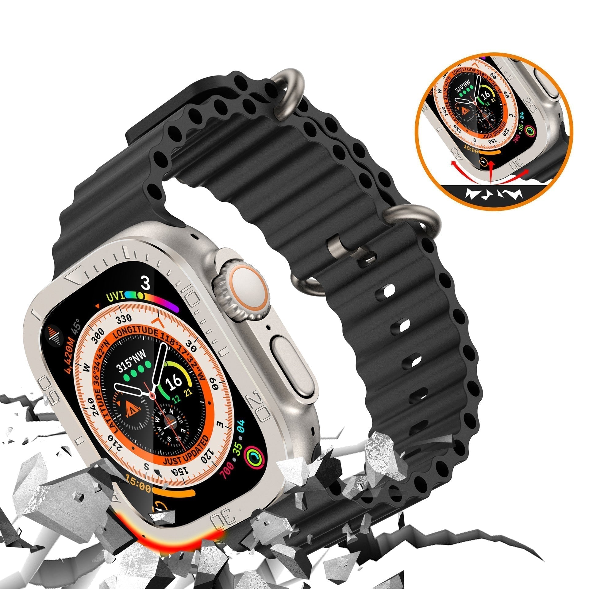 Vellon Full Coverage Tempered Glass Screen Protector for Apple Watch Ultra and Ultra 2 | Lersk