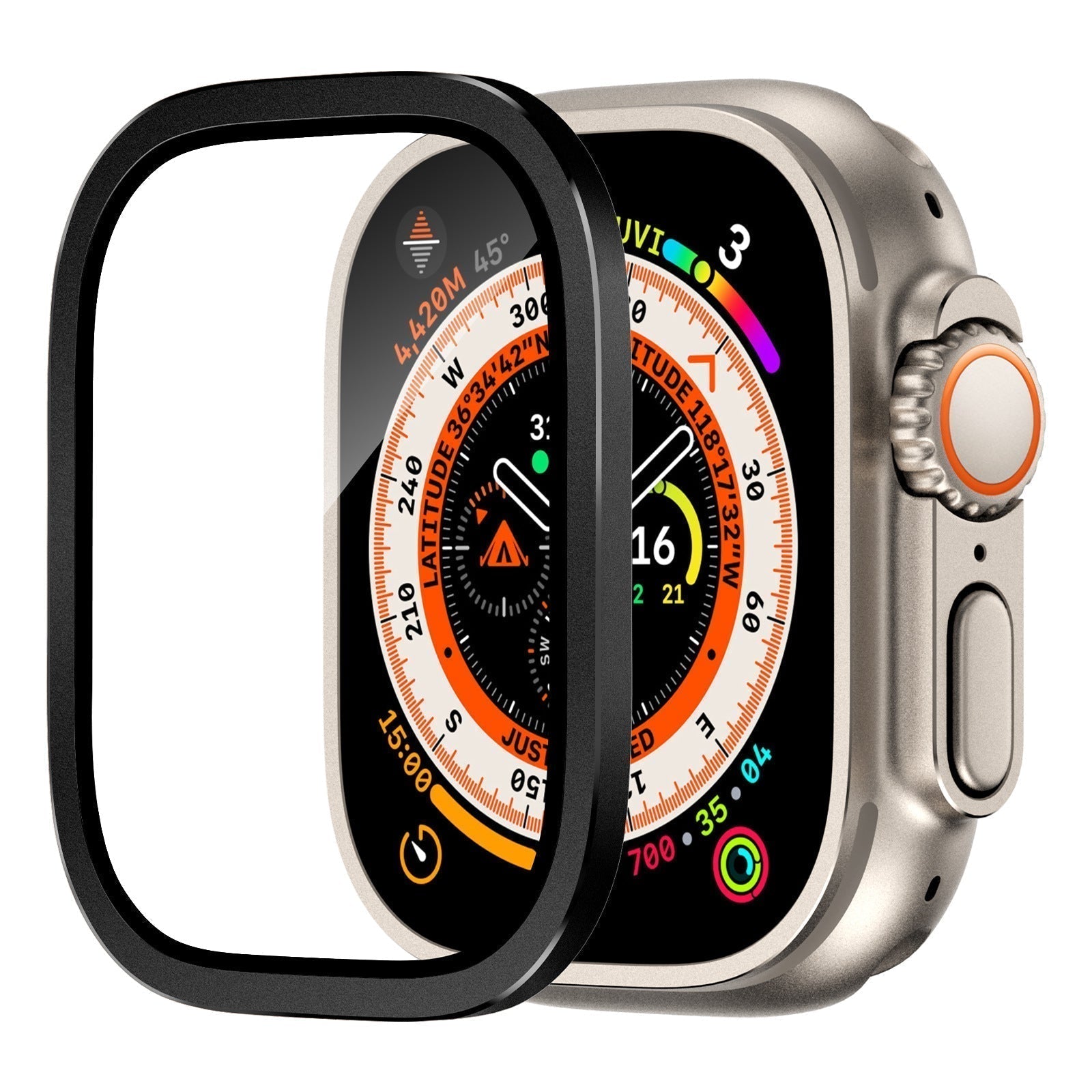 Titanový ochranný kryt obrazovky kompatibilní s Apple Watch Ultra a Ultra 2 | Lersk