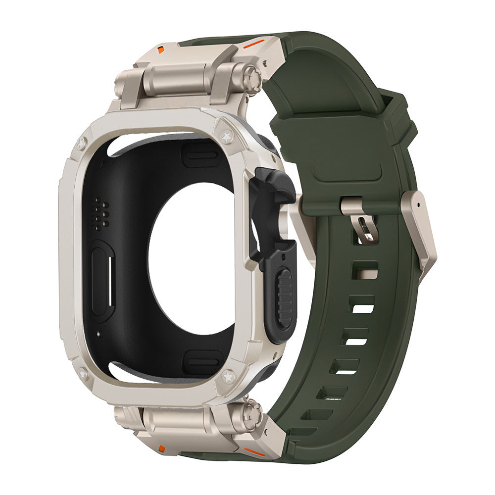Pulseira tática em borracha fluoro RavenTac + capa 2 em 1 TPU/PC para Apple Watch | Lersk