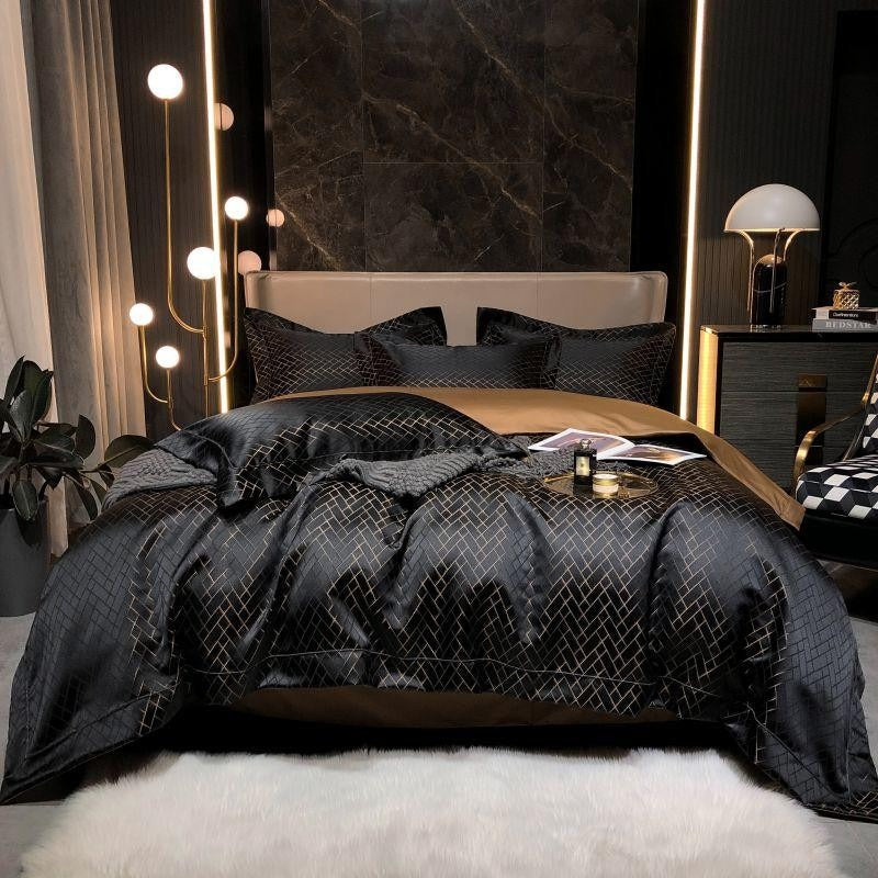 Calista Noire Egyptian Cotton Satin Bedding Set for Sleep | Lersk