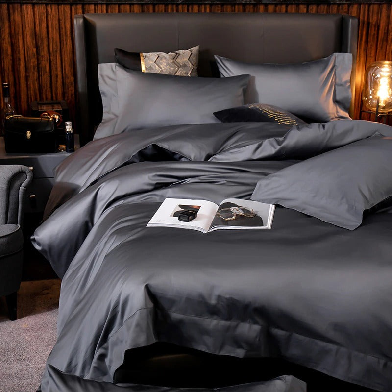 Aurelia Slate Silky Egyptian Cotton Bedding Set Deep Grey | Lersk