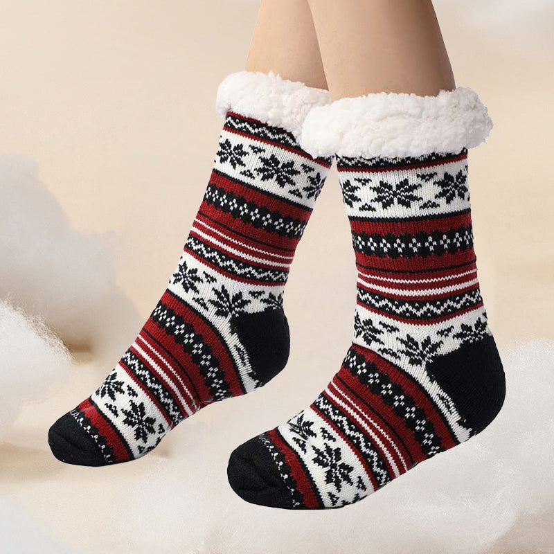 Calcetines para casa tipo pantufla de cachemira ultra gruesa Snowflake | Lersk