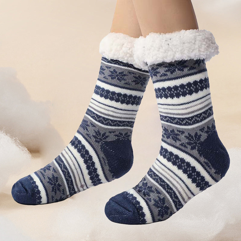 Calcetines para casa tipo pantufla de cachemira ultra gruesa Snowflake | Lersk