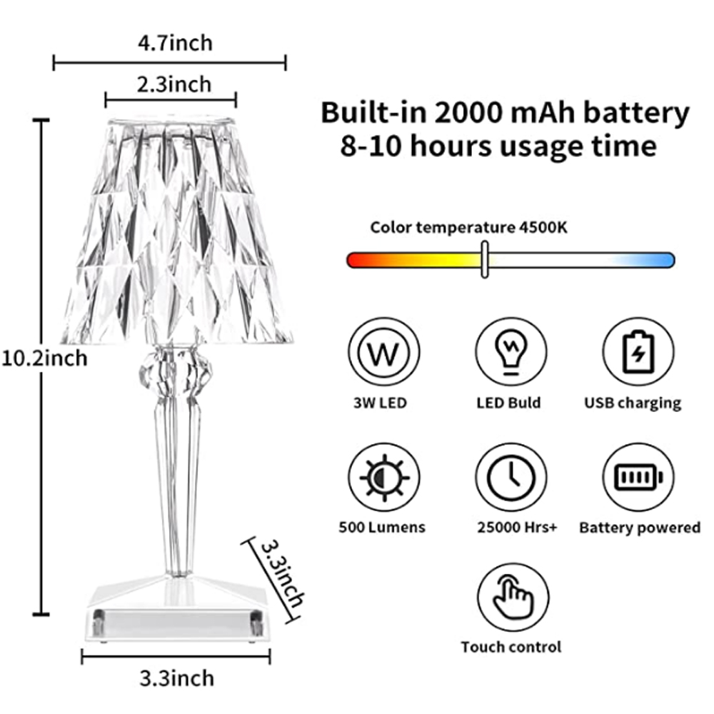 Touch Sensor Crystal Table Lamp For Romantic And Elegant Mood Lighting In Bedroom | Lersk
