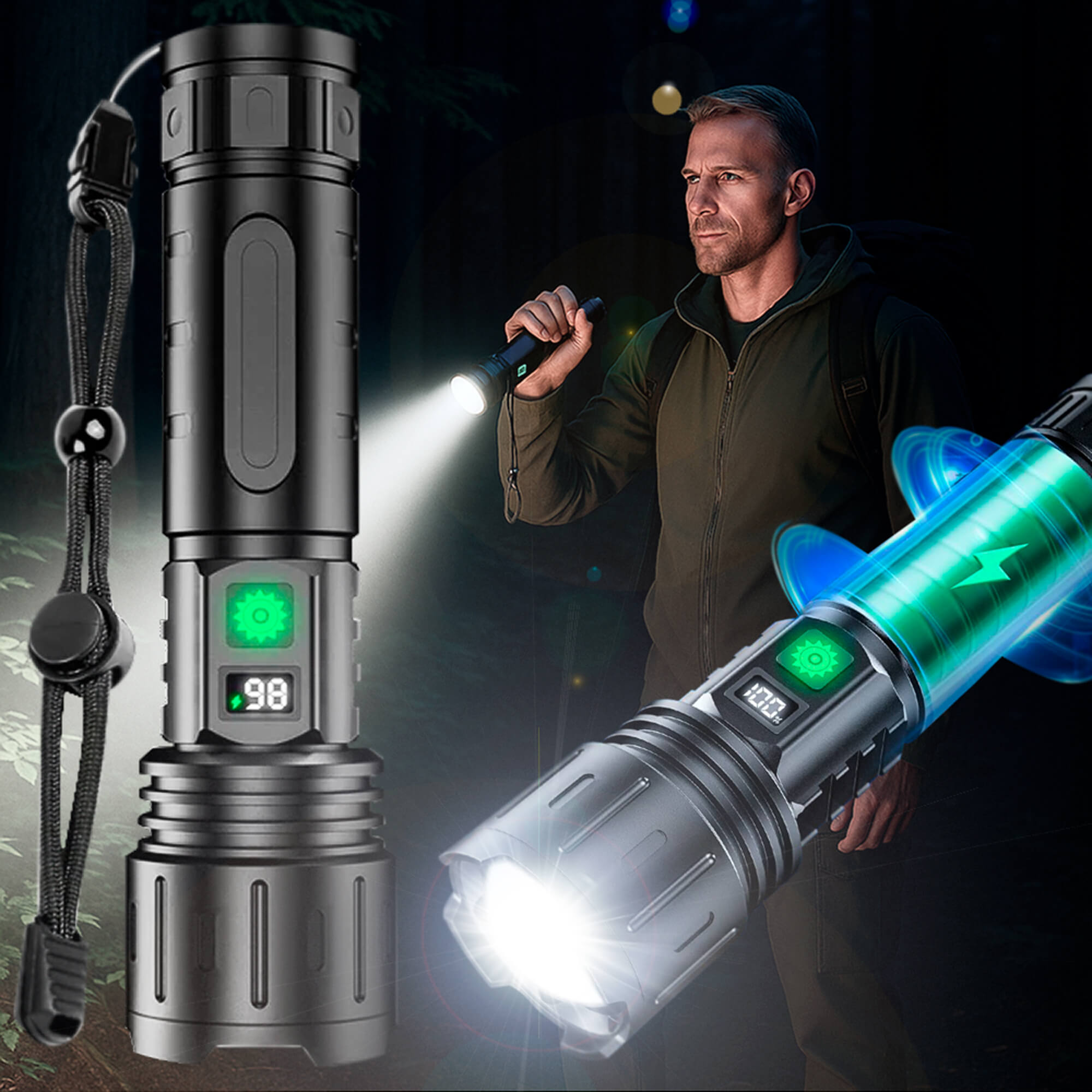 AstraForge Titan 100.000 lumen taktisk lommelygte med 5000mAh batteri | Lersk
