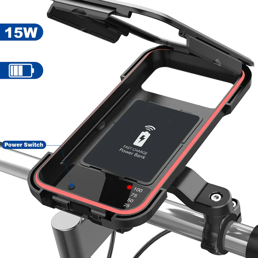 15W Power Bank Waterproof Bike Handlebar Phone Mount | Lersk