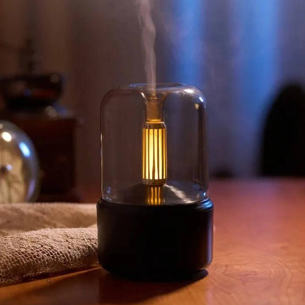 موزع عطر رجعي مع ضوء ليلي ومرطب هواء بزيت عطري USB للمنزل والمكتب | Lersk