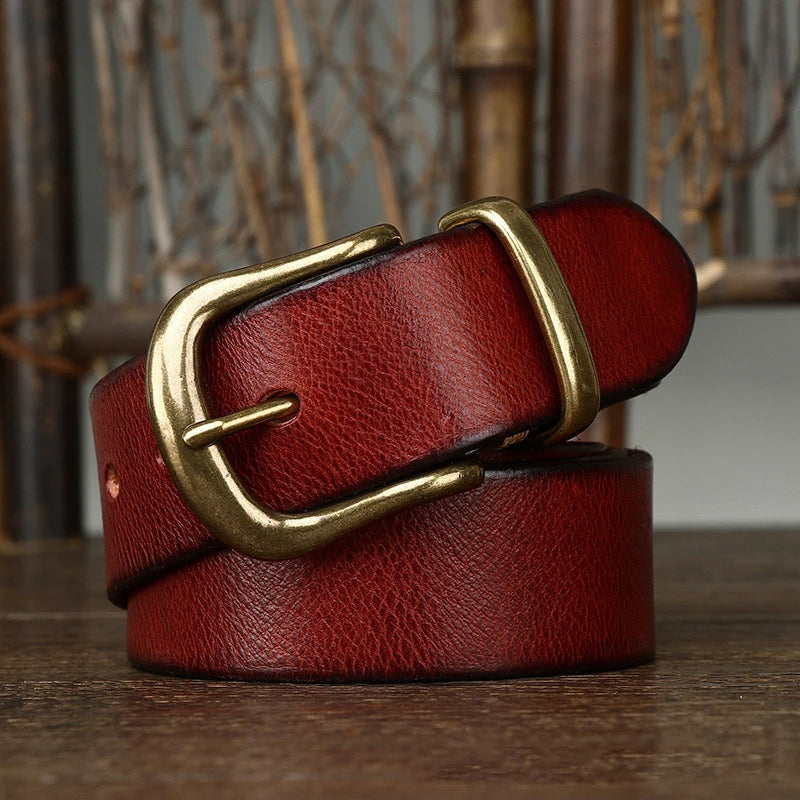 Torin Full-Grain Leather Belt With Brass Buckle Everyday | Lersk