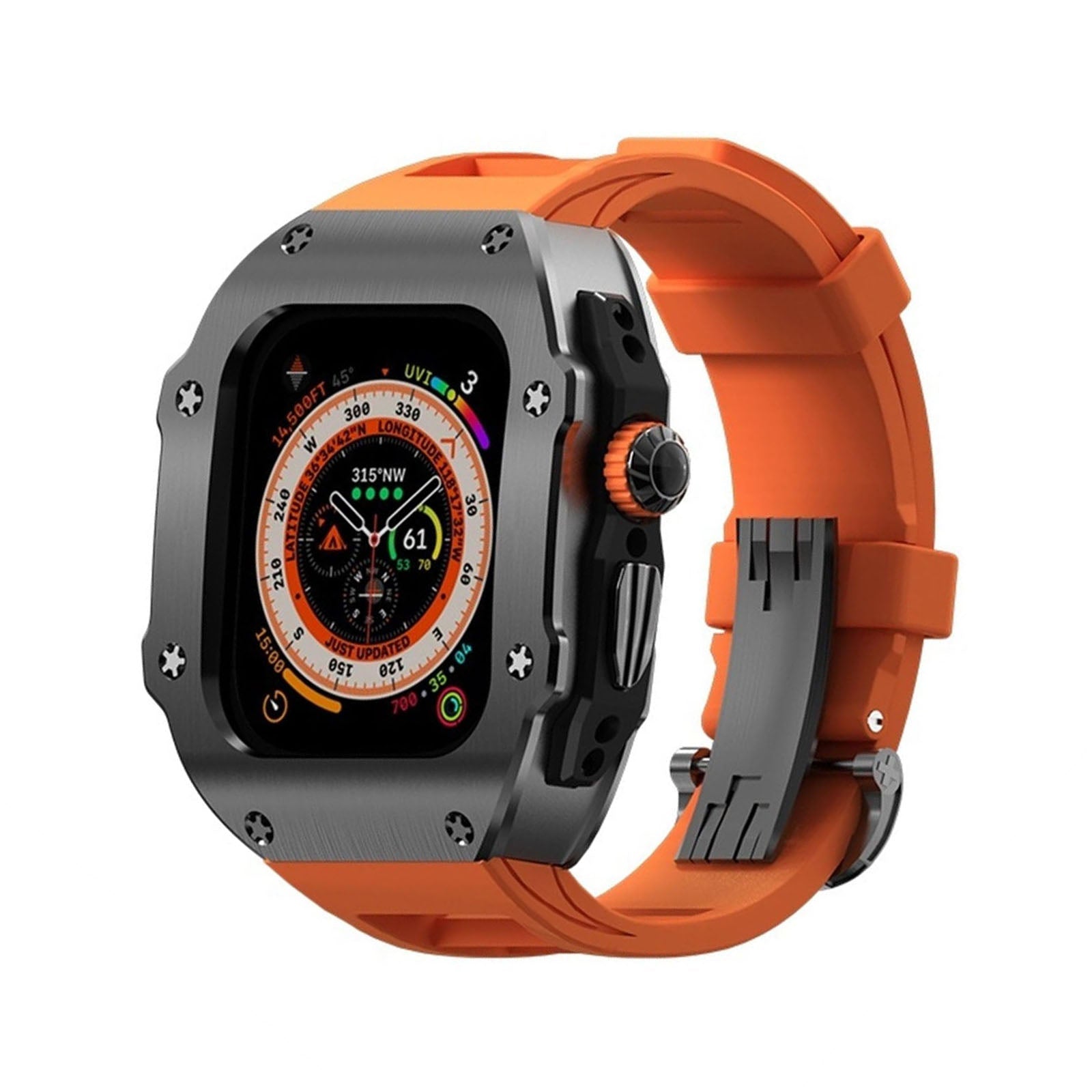 Ravelle Series | Fluororubber Band & Stainless Steel Case for Apple Watch Ultra | Lersk