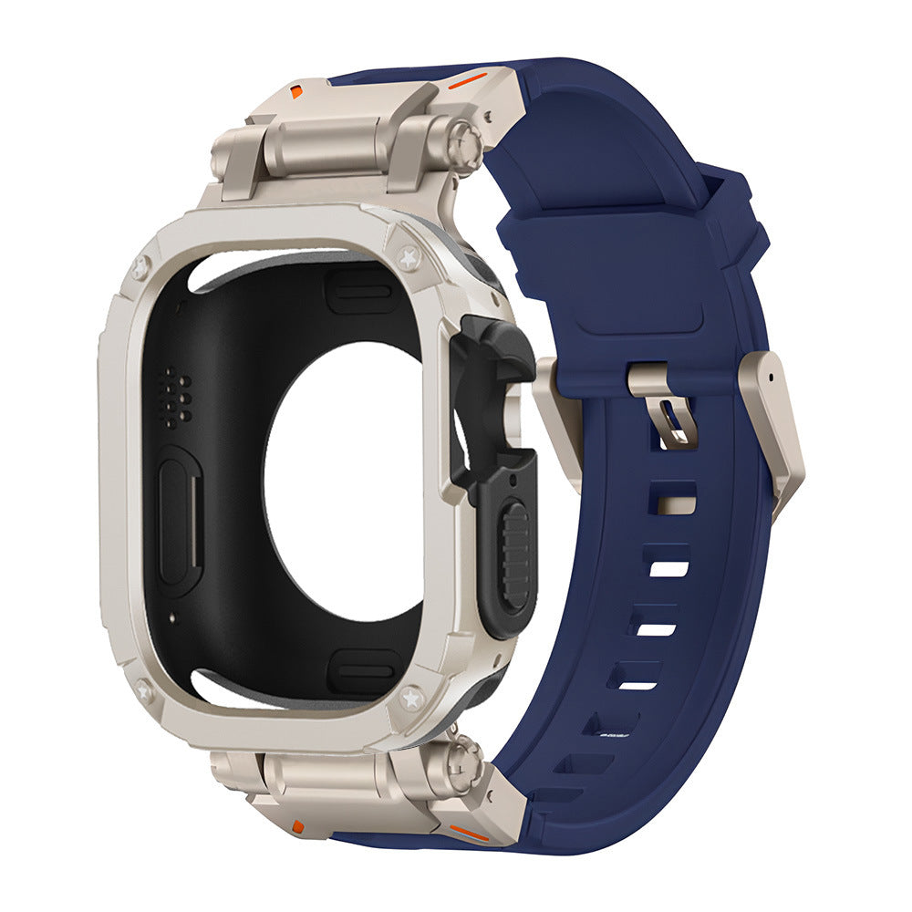 Pulseira tática em borracha fluoro RavenTac + capa 2 em 1 TPU/PC para Apple Watch | Lersk