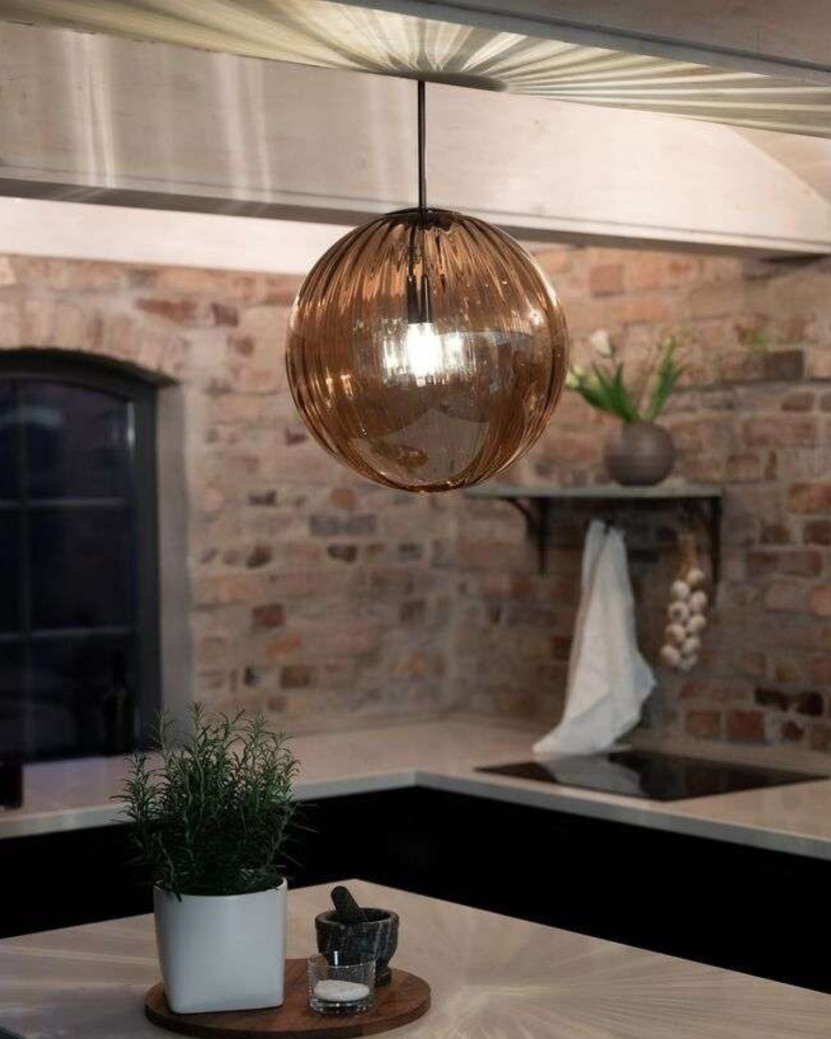VeraLux Amber Glass Pendant Ceiling Light Vintage Warmth | Lersk