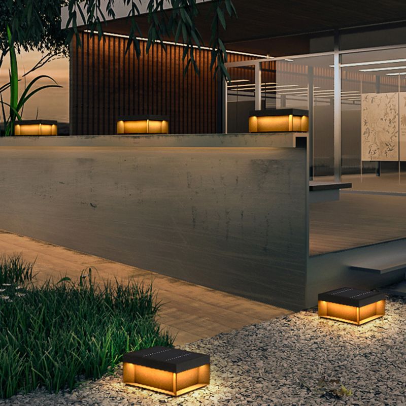 Aureon Solar Post Lights Modern Square Outdoor Patio | Lersk
