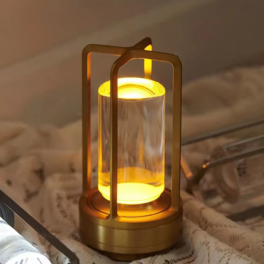 Genopladelig LED krystal bordlampe med berøringskontrol, trådløs natlampe til soveværelset | Lersk