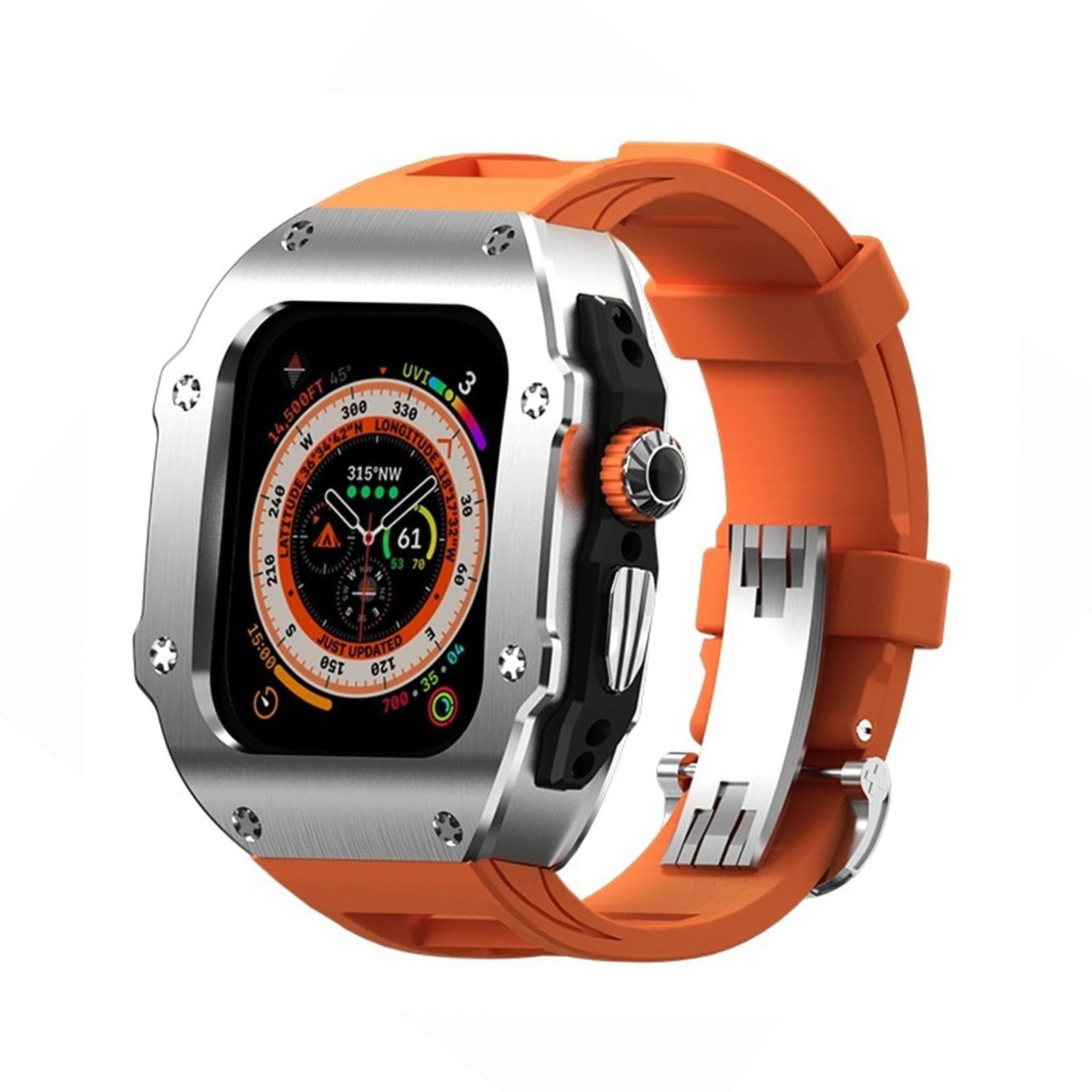 Ravelle Series | Fluororubber Band & Stainless Steel Case for Apple Watch Ultra | Lersk