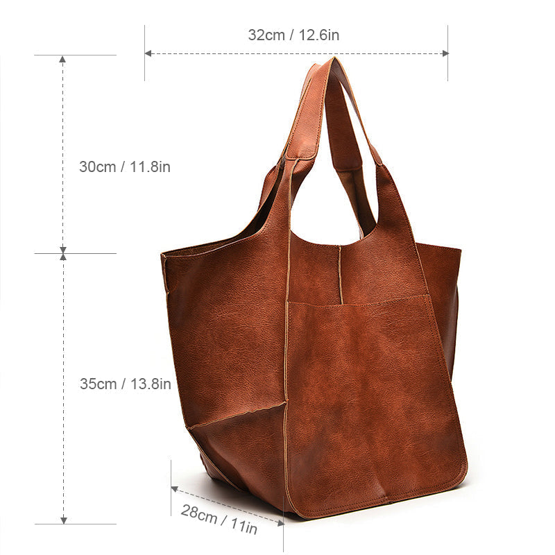 Oversized Leather Tote Bag For Women, Elegant Everyday Carryall For Daily Essentials | Lersk