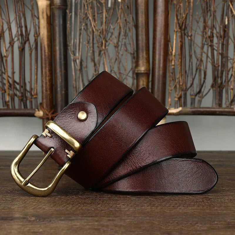 Torin Full-Grain Leather Belt With Brass Buckle Everyday | Lersk