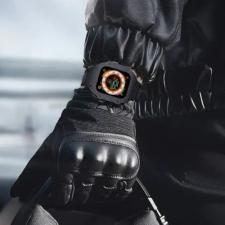 Kit di retrofit Vellaro con cinturino in fluororubber e cassa in fibra di carbonio in acciaio inossidabile 316L per Apple Watch | Lersk