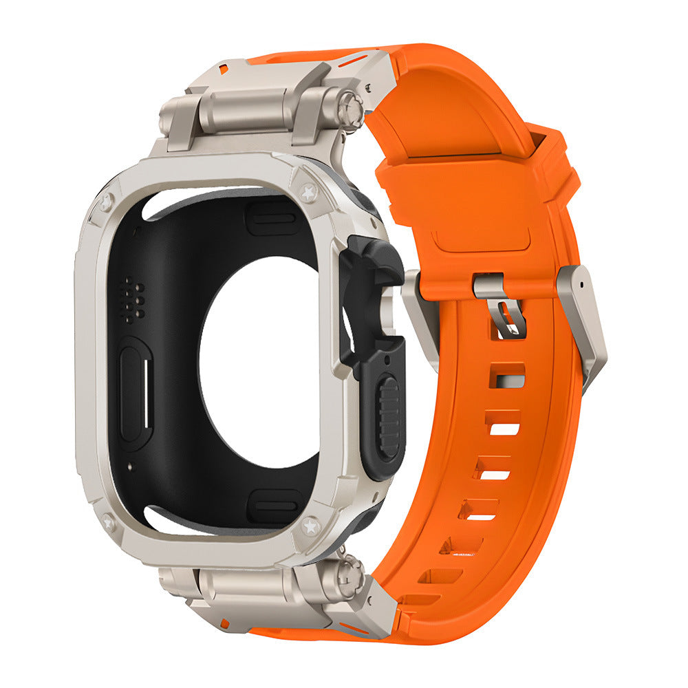 Pulseira tática em borracha fluoro RavenTac + capa 2 em 1 TPU/PC para Apple Watch | Lersk