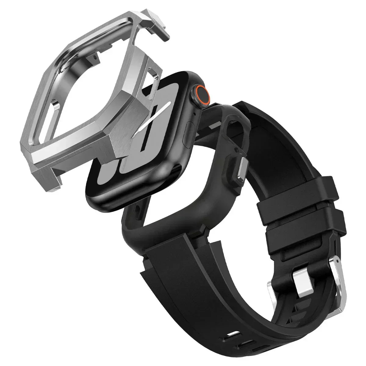 AeroCuff Fluoro Rubber Apple Watch-rem med rustfrit stålhus | Lersk