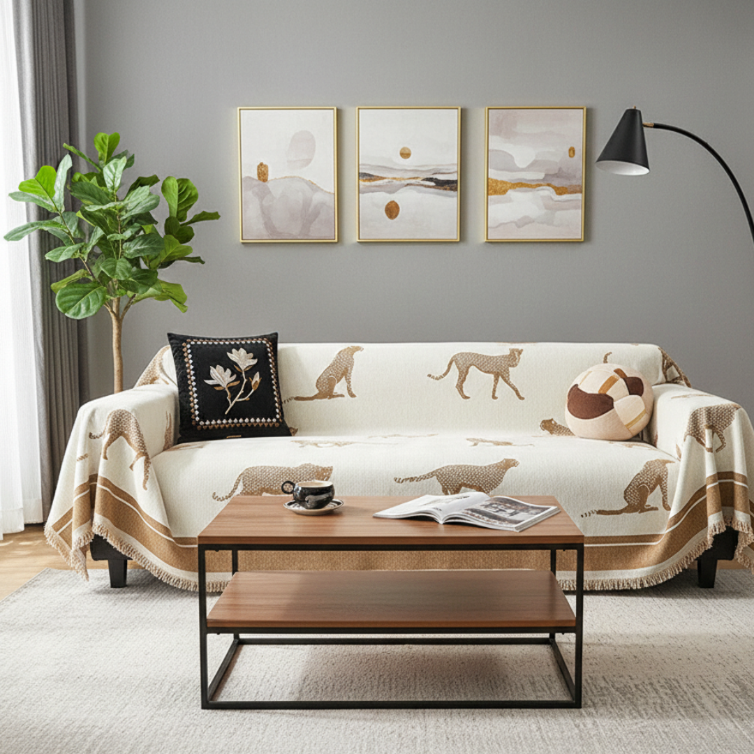 Copertura per Divano a Motivo per Animali Domestici Design Ispirato alla Savana con Ghepardo | Lersk