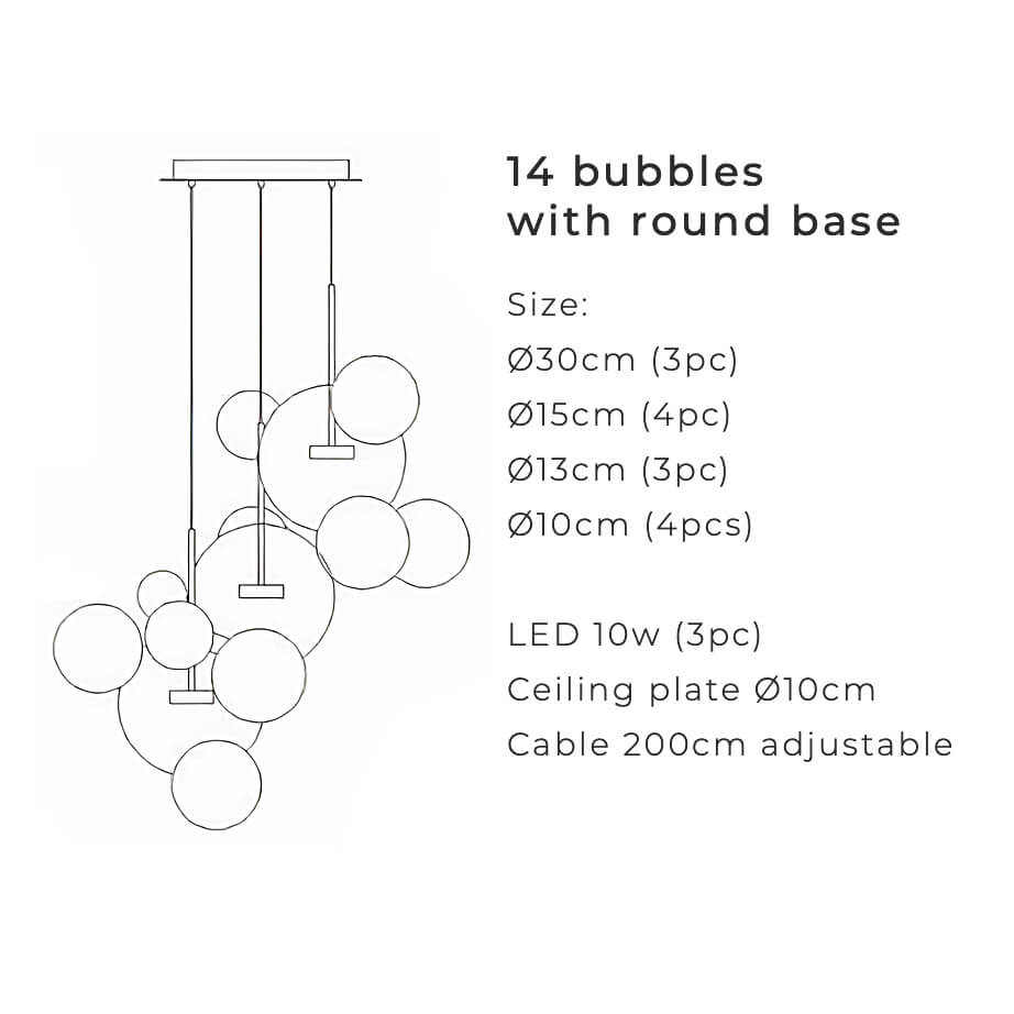 Greve Chandelier Snow White Glass Spheres Matte or Crystal Clear for Nordic Decor | Lersk