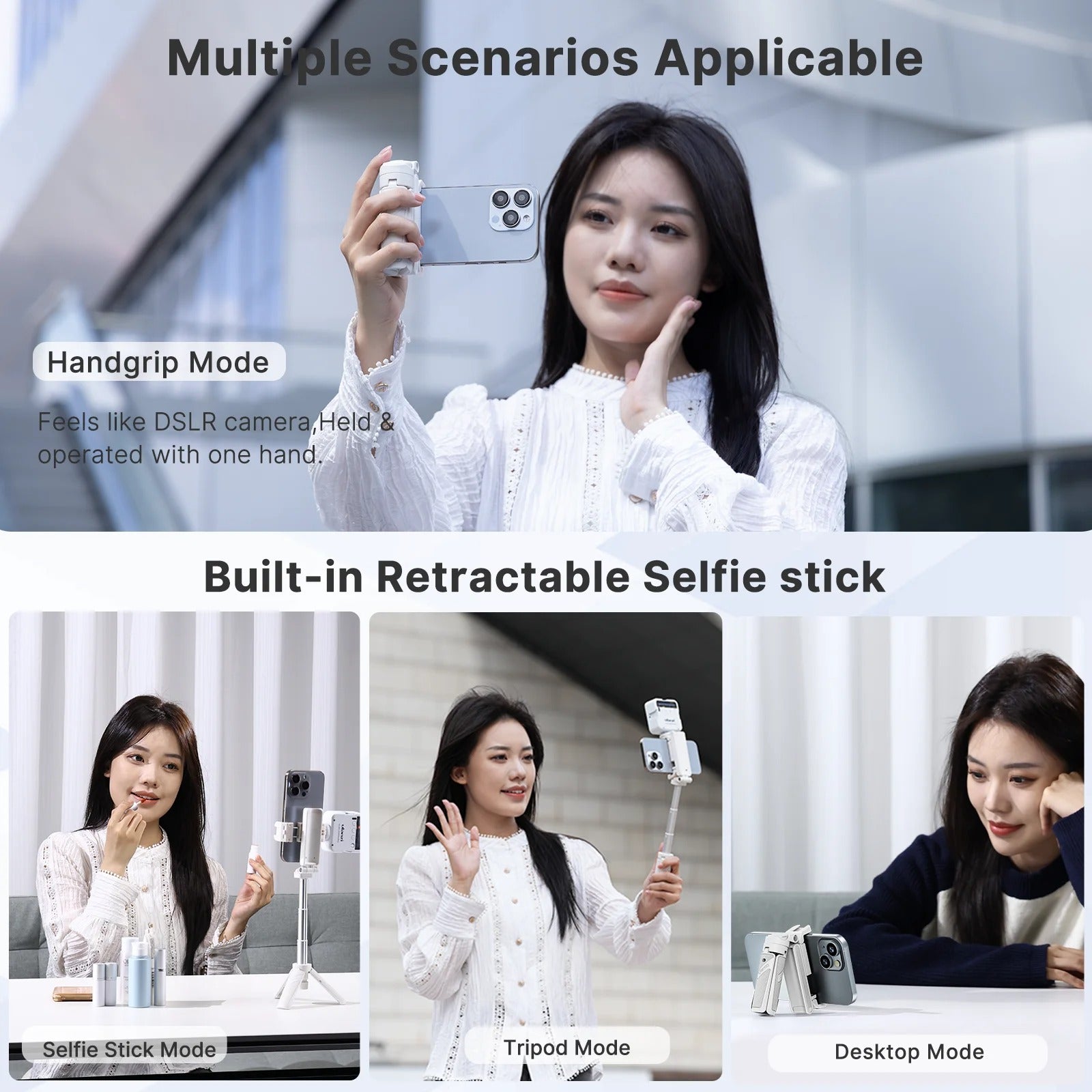 Bluetooth Selfie Stick 4-sektioner med tripod til rejsende | Lersk