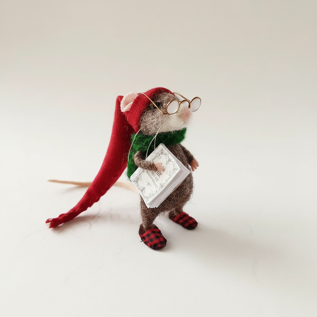 Handmade Felted Mouse Decoration With Eco Friendly Wool, Holiday Ornament And Gift | Lersk