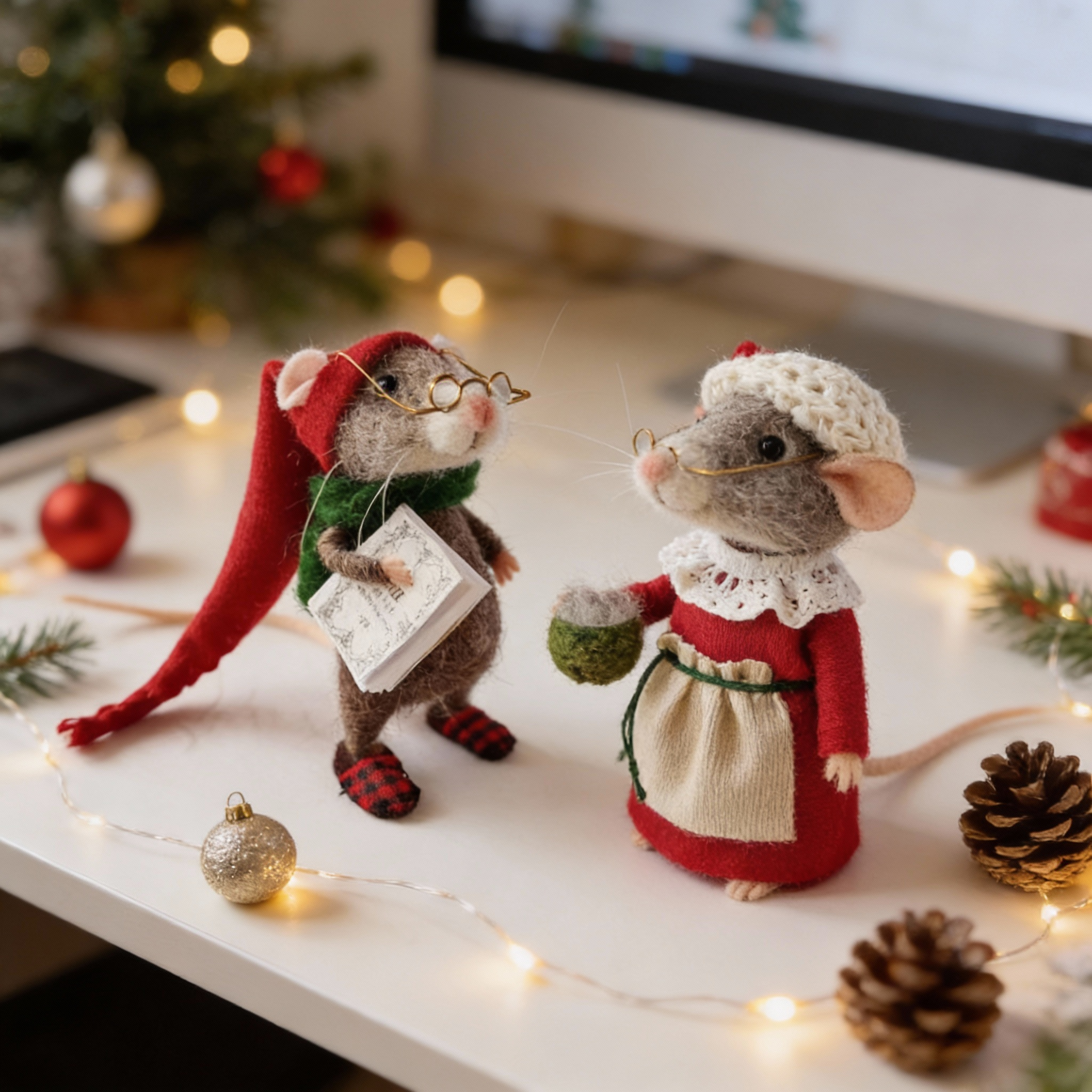 Handmade Felted Mouse Decoration With Eco Friendly Wool, Holiday Ornament And Gift | Lersk