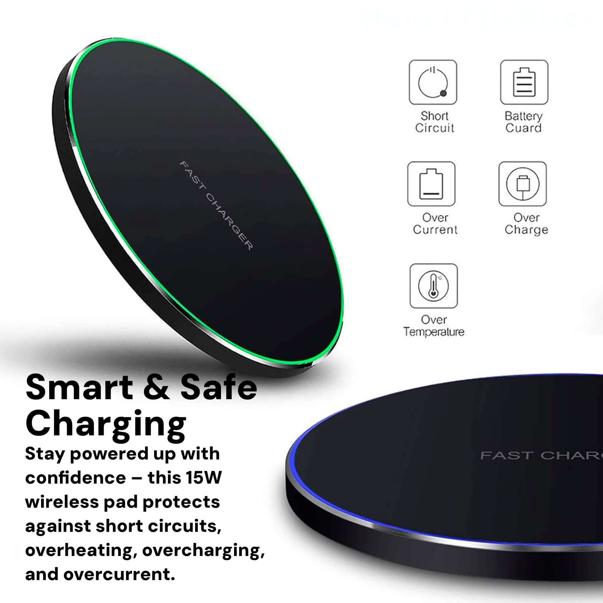 15W Vezeték nélküli Töltőpad iPhone-hoz és Androidhoz – Elegáns Gyors Töltő Alap Otthonra és Irodába, Apple és Samsung Kompatibilis | Lersk