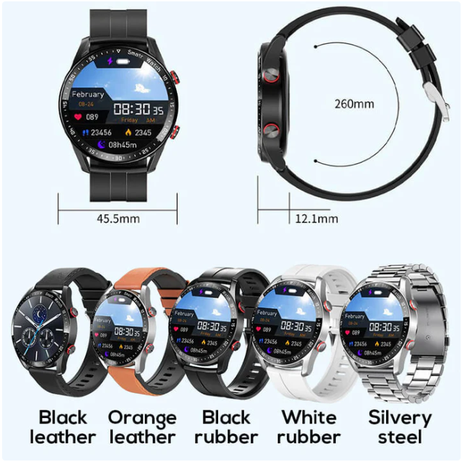 Men's Waterproof Bluetooth Smartwatch ECG Heart Rate Monitor | Lersk