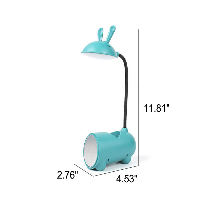 Candeeiro de Secretária LED com Suporte para Canetas USB e Toque Criativo de Coelho Cartoon para Decoração de Casa, Escritório e Quarto | Lersk