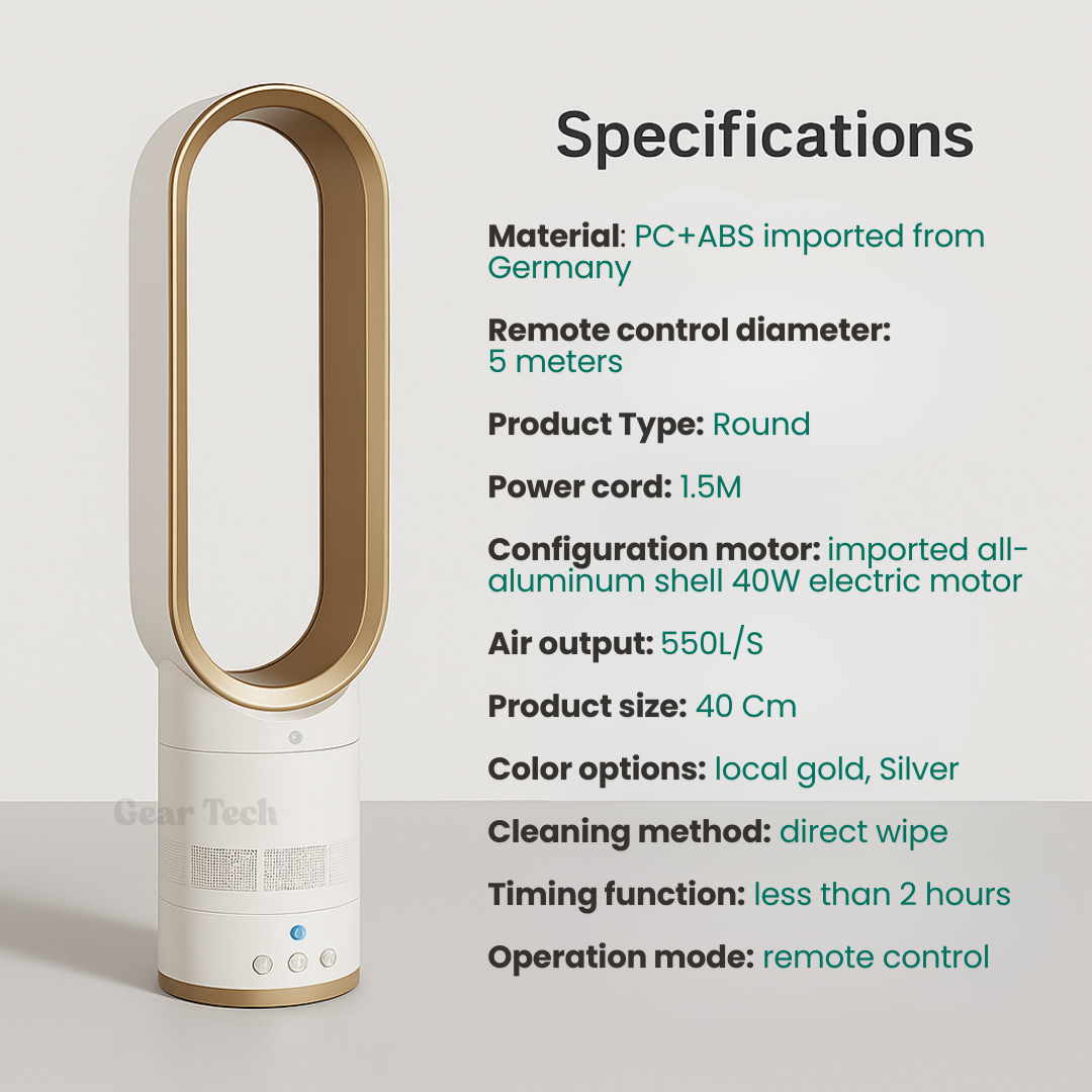 BreezeNova 16-tommer bladløs ventilator med fjernbetjening, designet i Storbritannien | Lersk
