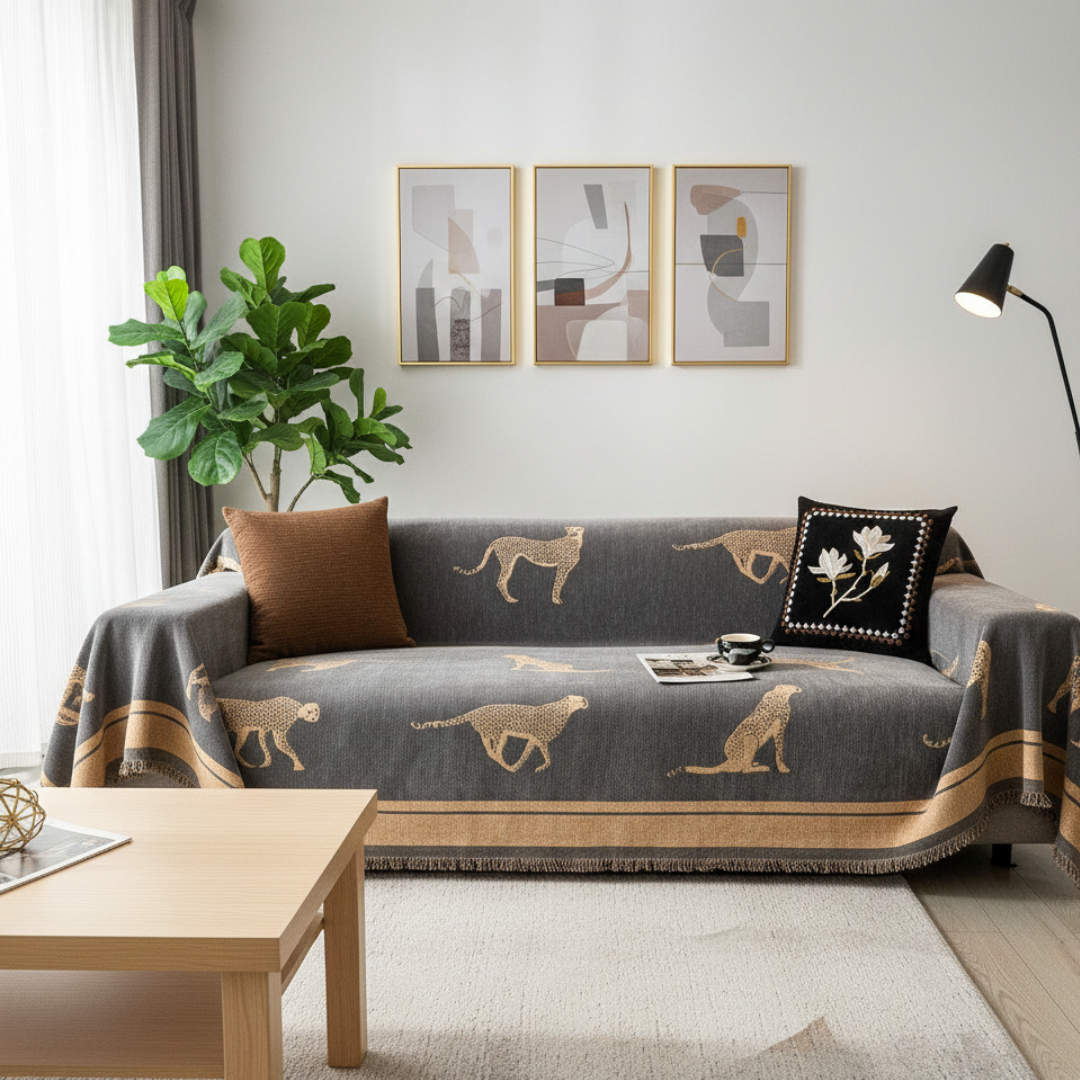 Copertura per Divano a Motivo per Animali Domestici Design Ispirato alla Savana con Ghepardo | Lersk