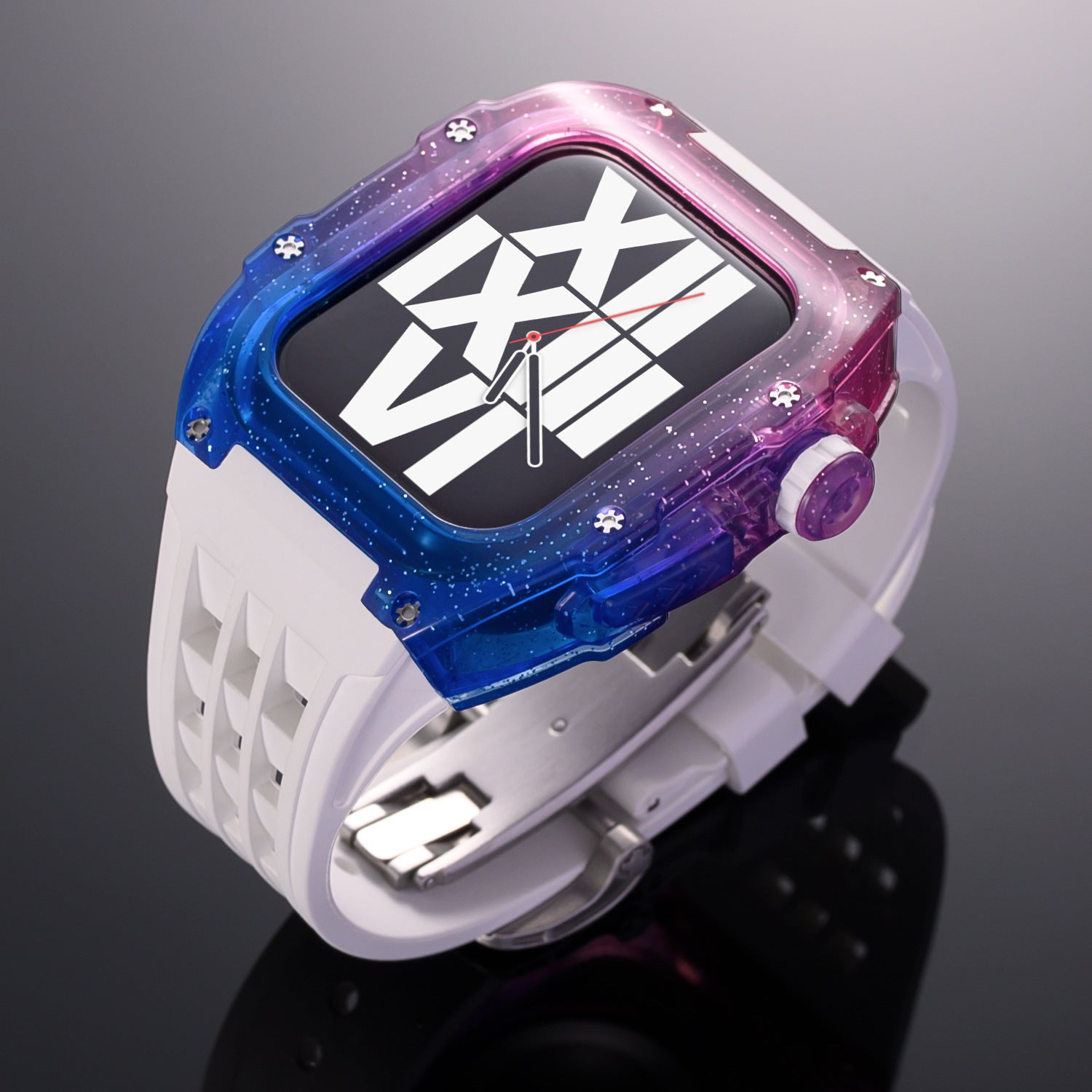 Aurian Frost Series Fluororubber Multicolor Case & Rubber Band Mod Kit for Apple Watch, Transparent | Lersk